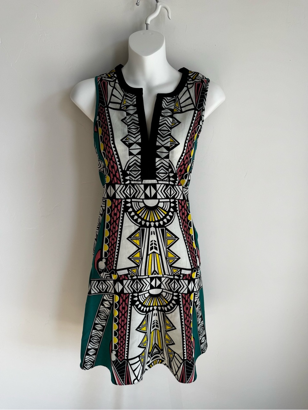 Bar III Sleeveless High-Low Dress in White, Teal & Yellow